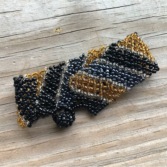 EUC VTG Handmade Earth Tone Seed Bead Bracelet with Diagonal Design - Picture 12 of 13